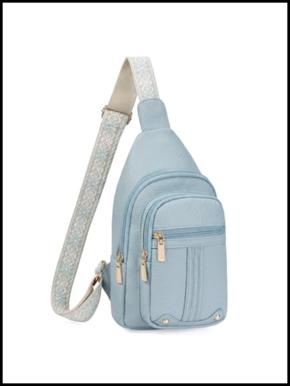 Faux Leather Sling Bag Crossbody Fanny Pack Travel Anti Theft Multi Pockets